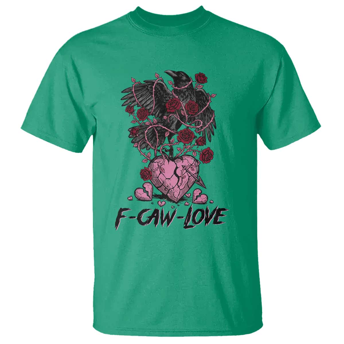 F Caw Love T Shirt Funny Anti Valentines Day Gothic Bird Meme