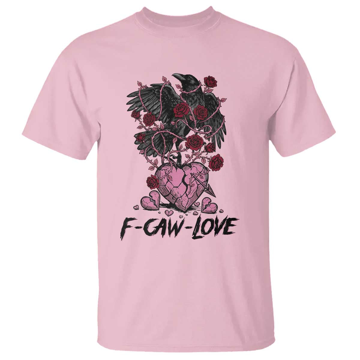 F Caw Love T Shirt Funny Anti Valentines Day Gothic Bird Meme