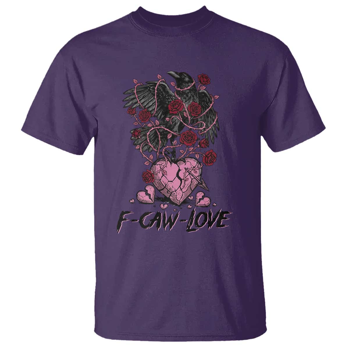 F Caw Love T Shirt Funny Anti Valentines Day Gothic Bird Meme