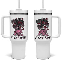 F Caw Love Tumbler With Handle Funny Anti Valentines Day Gothic Bird Meme