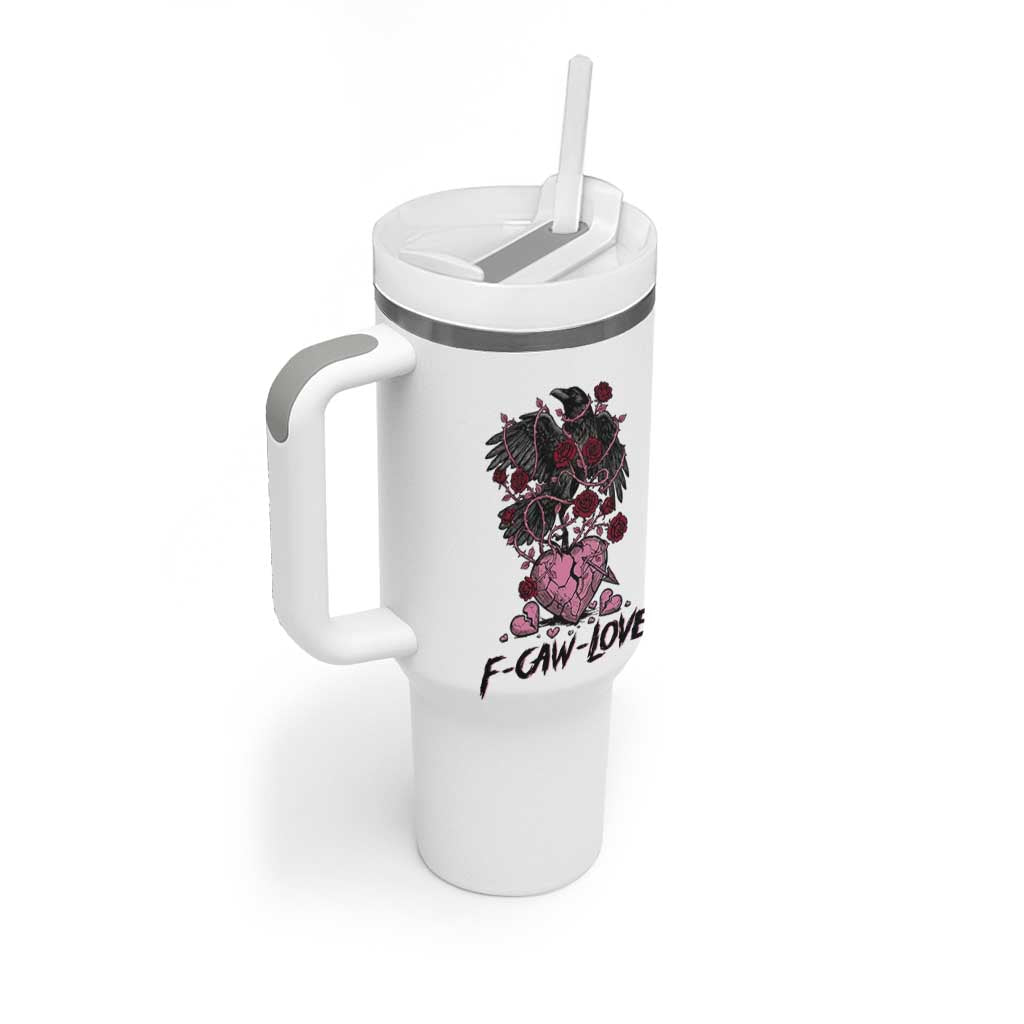 F Caw Love Tumbler With Handle Funny Anti Valentines Day Gothic Bird Meme