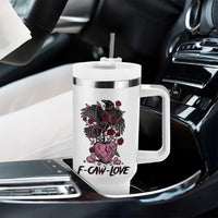 F Caw Love Tumbler With Handle Funny Anti Valentines Day Gothic Bird Meme