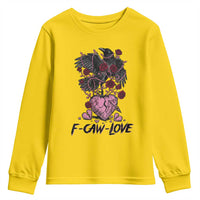 F Caw Love Youth Sweatshirt Funny Anti Valentines Day Gothic Bird Meme