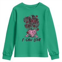 F Caw Love Youth Sweatshirt Funny Anti Valentines Day Gothic Bird Meme