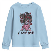 F Caw Love Youth Sweatshirt Funny Anti Valentines Day Gothic Bird Meme