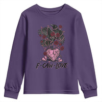 F Caw Love Youth Sweatshirt Funny Anti Valentines Day Gothic Bird Meme