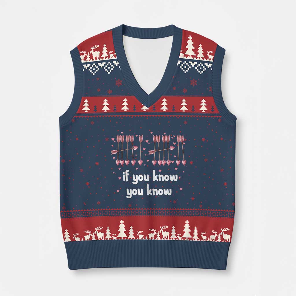 67 Valetines Meme V-Neck Knit Sweater Vest Funny Six Seven If You Know - Wonder Print Shop