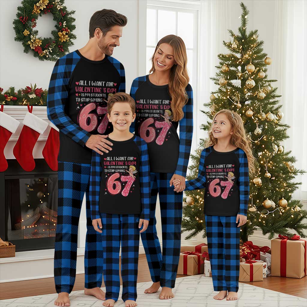 67 Valetines Meme Plaid Pajama Set Funny Teacher Sayings Six Seven - Wonder Print Shop