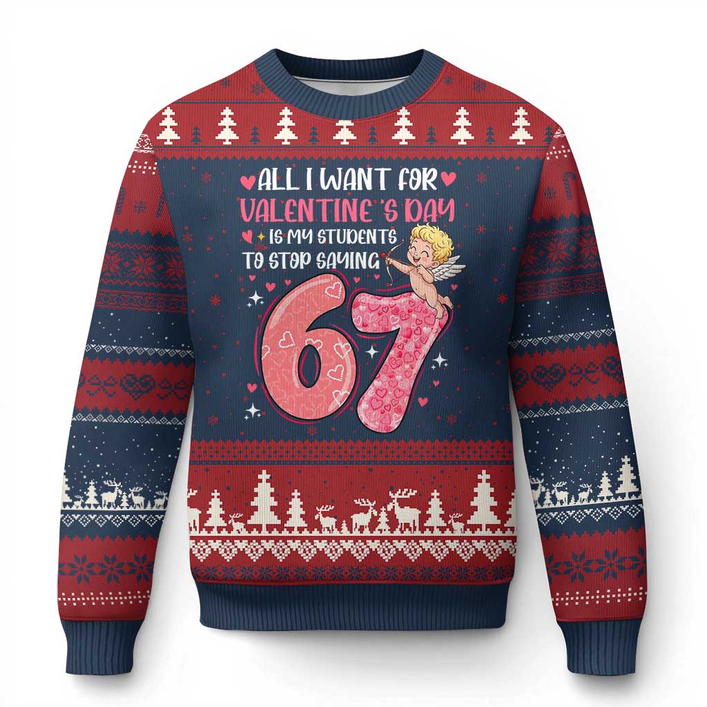 67 Valetines Meme Ugly Christmas Sweater Funny Teacher Sayings Six Seven - Wonder Print Shop