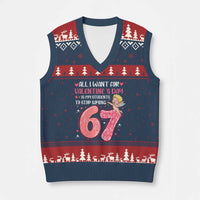 67 Valetines Meme V-Neck Knit Sweater Vest Funny Teacher Sayings Six Seven - Wonder Print Shop