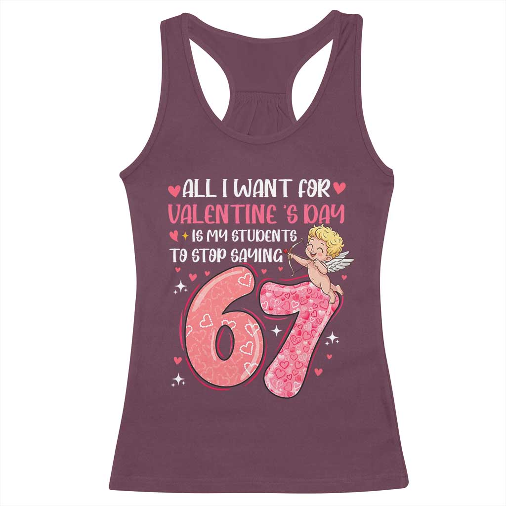 67 Valetines Meme Racerback Tank Top Funny Teacher Sayings Six Seven - Wonder Print Shop