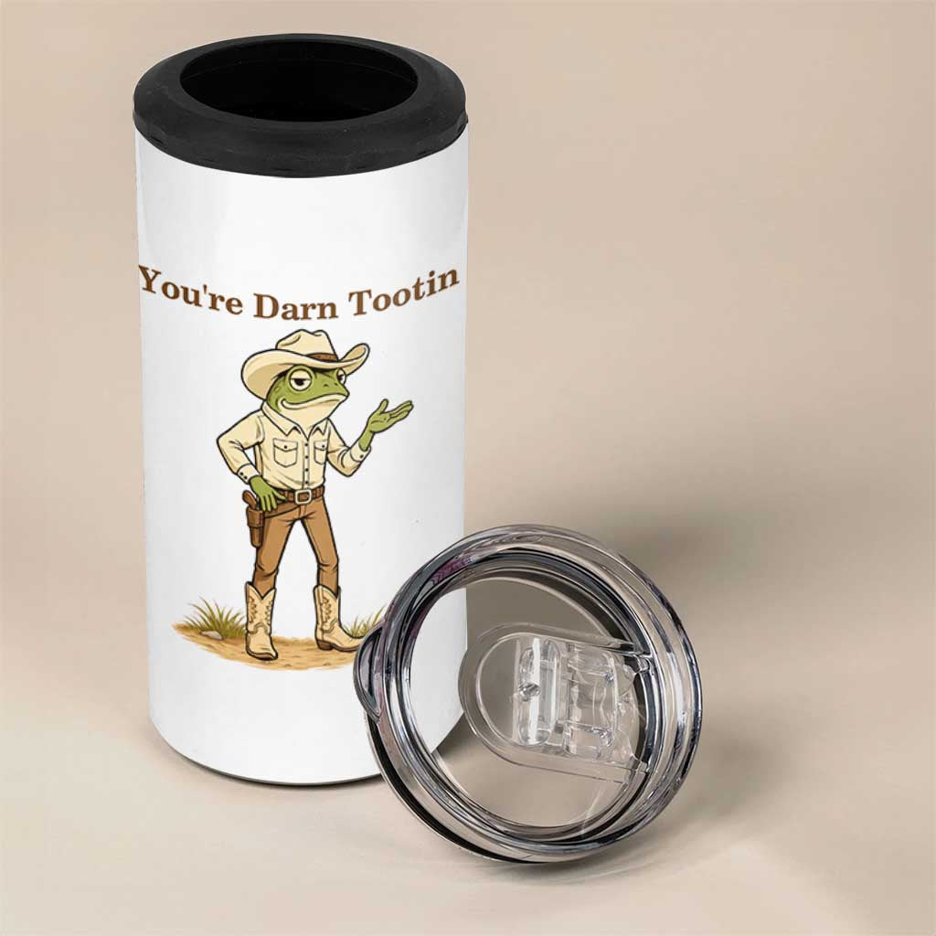 You're Darn Tootin 4 in 1 Can Cooler Tumbler Funny Cowboy Frog Meme