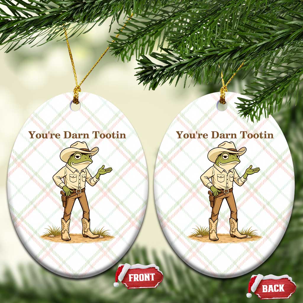 You're Darn Tootin Ceramic Ornament Funny Cowboy Frog Meme