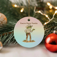 You're Darn Tootin Ceramic Ornament Funny Cowboy Frog Meme