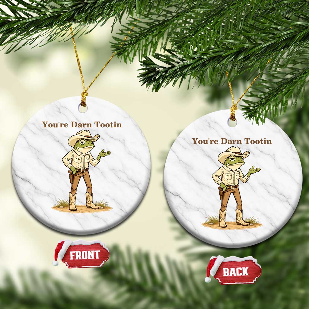 You're Darn Tootin Ceramic Ornament Funny Cowboy Frog Meme