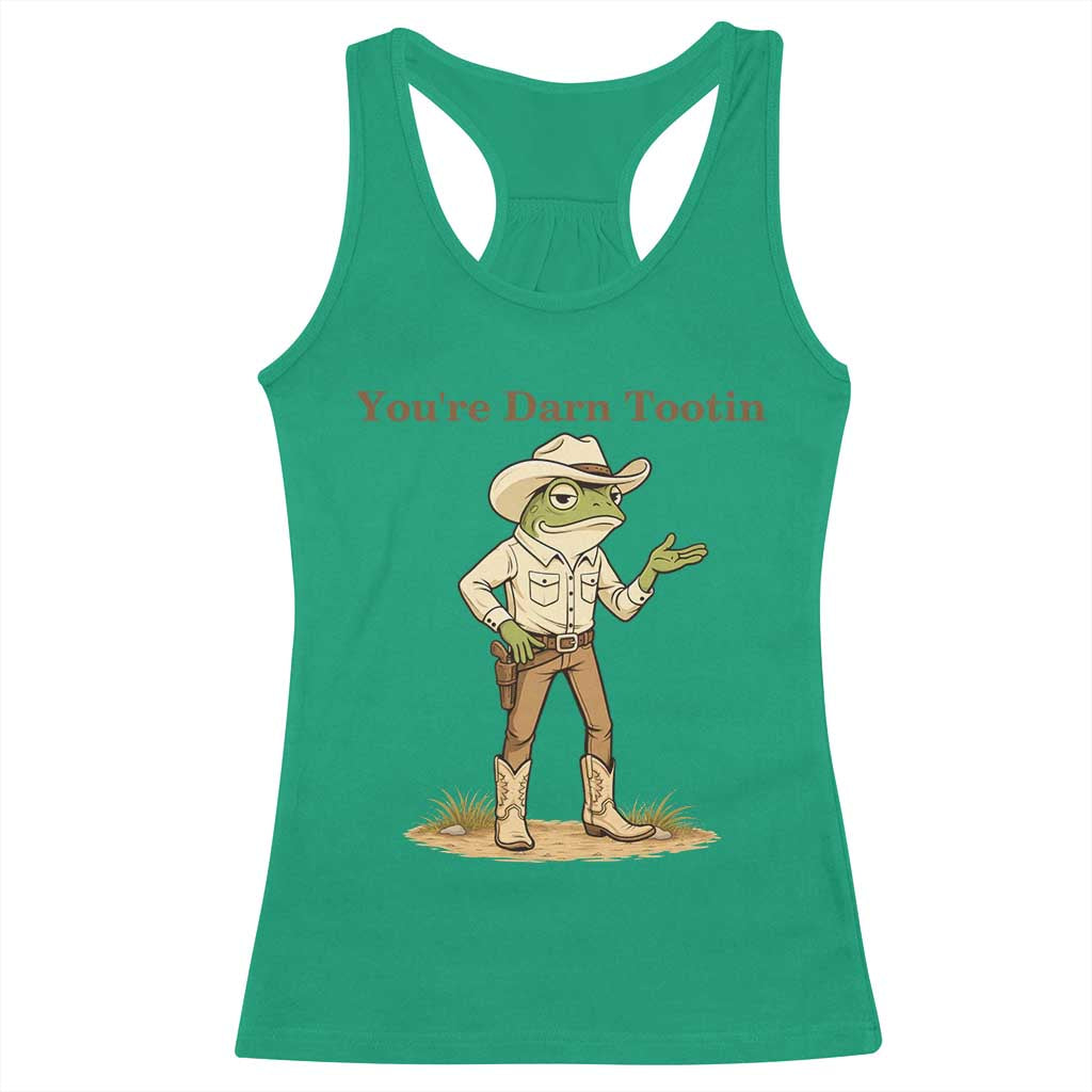 You're Darn Tootin Racerback Tank Top Funny Cowboy Frog Meme