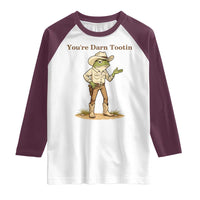 You're Darn Tootin Raglan Shirt Funny Cowboy Frog Meme