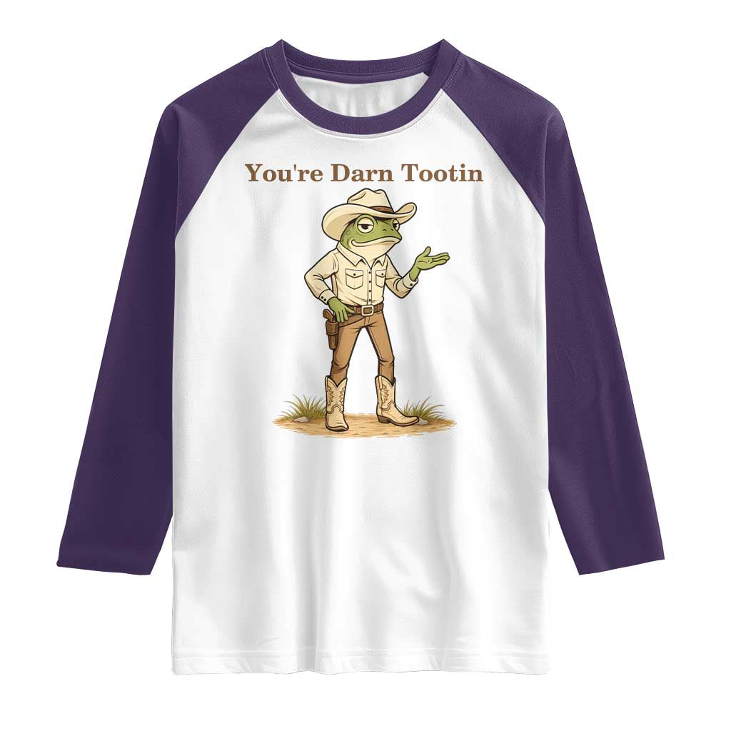 You're Darn Tootin Raglan Shirt Funny Cowboy Frog Meme