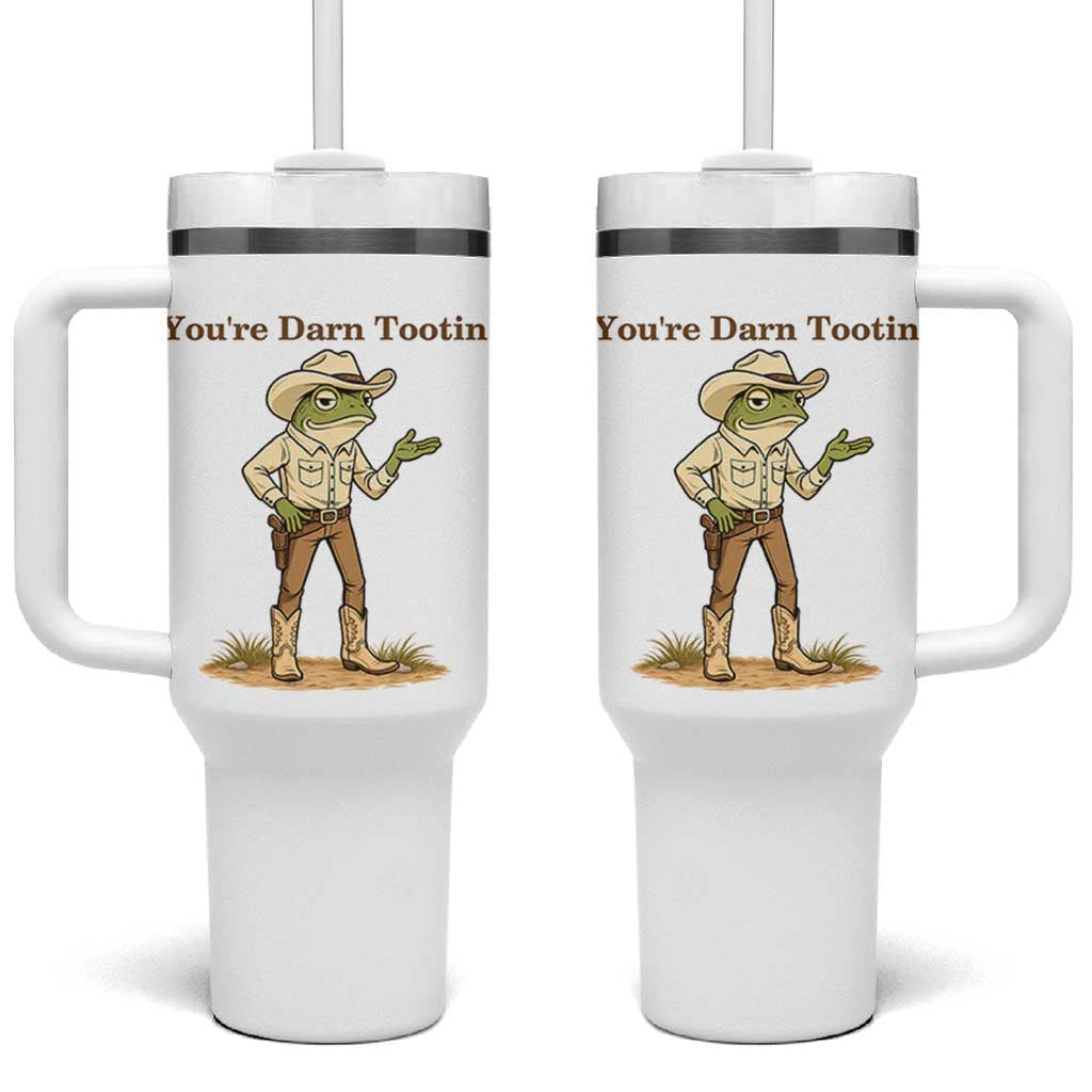 You're Darn Tootin Tumbler With Handle Funny Cowboy Frog Meme