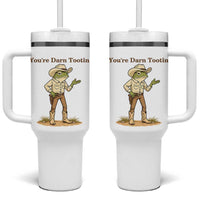 You're Darn Tootin Tumbler With Handle Funny Cowboy Frog Meme
