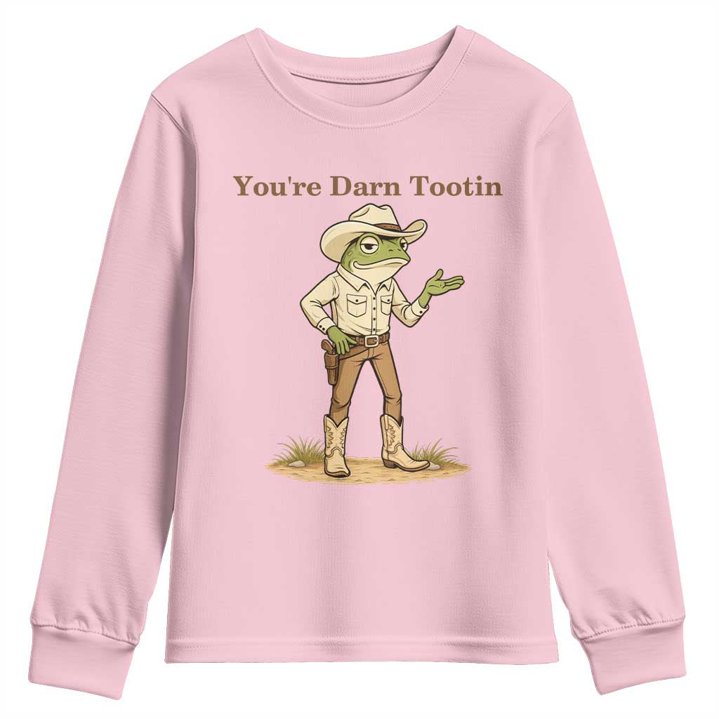 You're Darn Tootin Youth Sweatshirt Funny Cowboy Frog Meme
