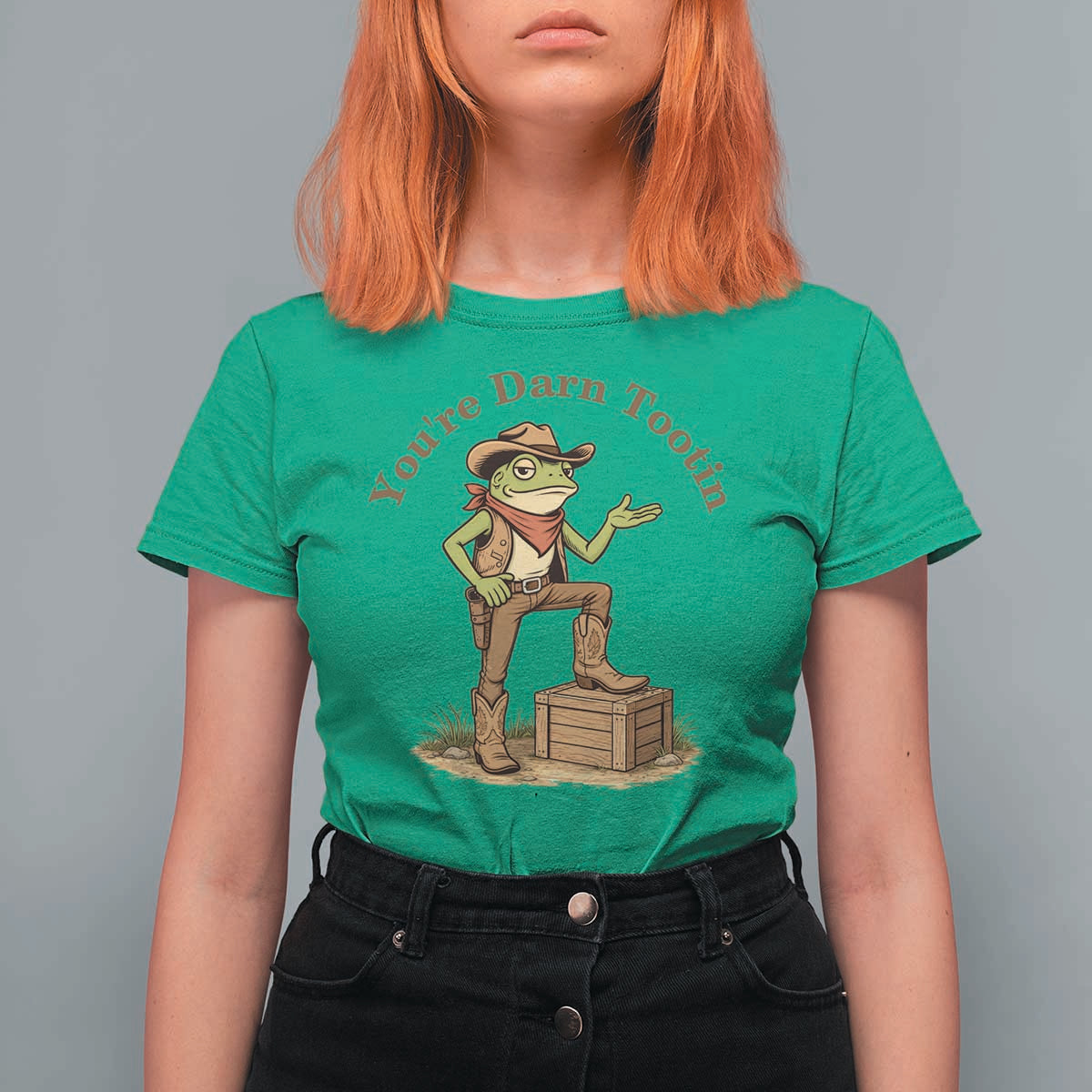 You're Darn Tootin T Shirt For Women Funny Cowboy Frog Sarcastic Meme