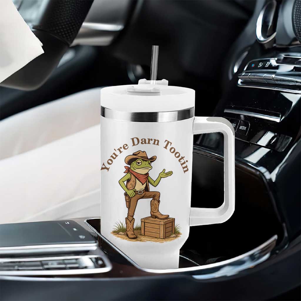 You're Darn Tootin Tumbler With Handle Funny Cowboy Frog Sarcastic Meme