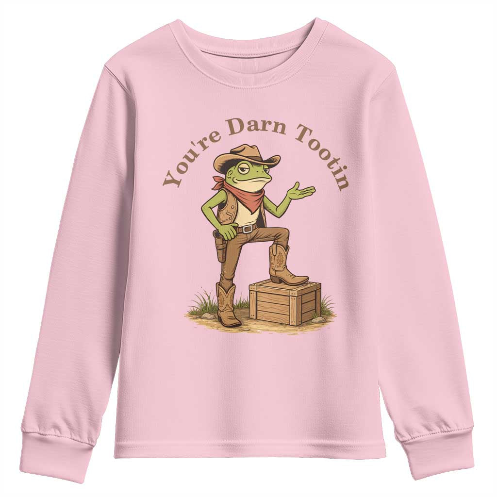 You're Darn Tootin Youth Sweatshirt Funny Cowboy Frog Sarcastic Meme