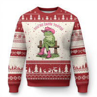 You're Darn Tootin Ugly Christmas Sweater Funny Cowgirl Frog Sarcastic Meme