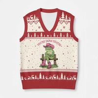 You're Darn Tootin V-Neck Knit Sweater Vest Funny Cowgirl Frog Sarcastic Meme