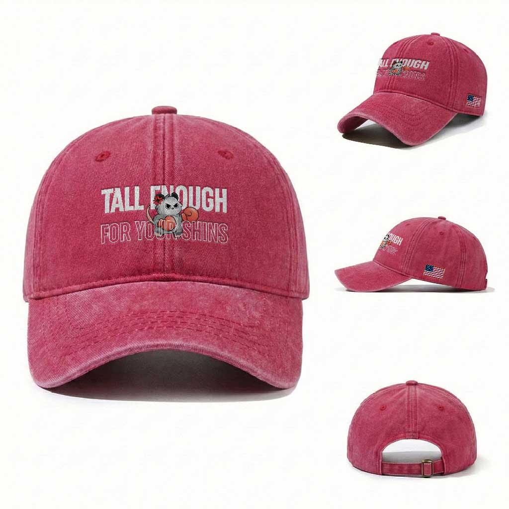 Tall Enough For Your Shins Washed Cotton Baseball Cap Funny Possum Boxing Meme