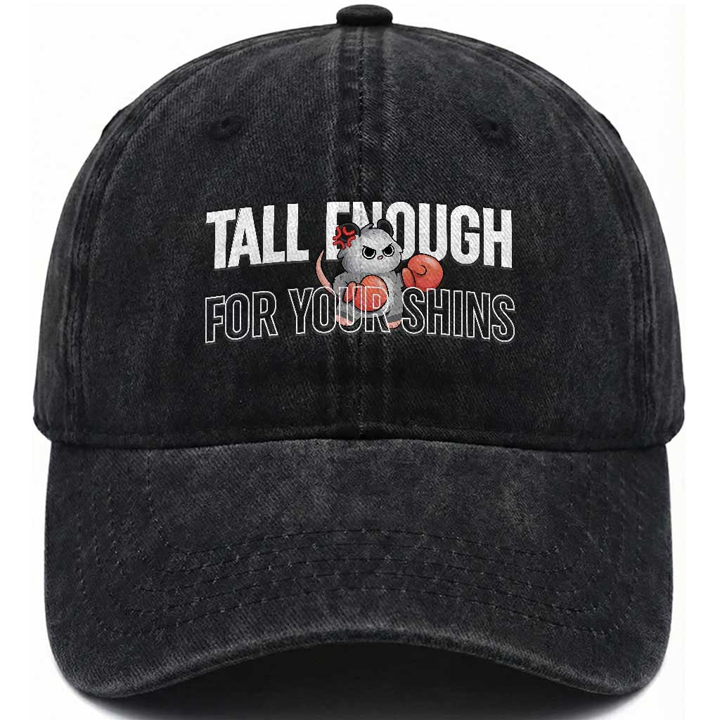 Tall Enough For Your Shins Washed Cotton Baseball Cap Funny Possum Boxing Meme