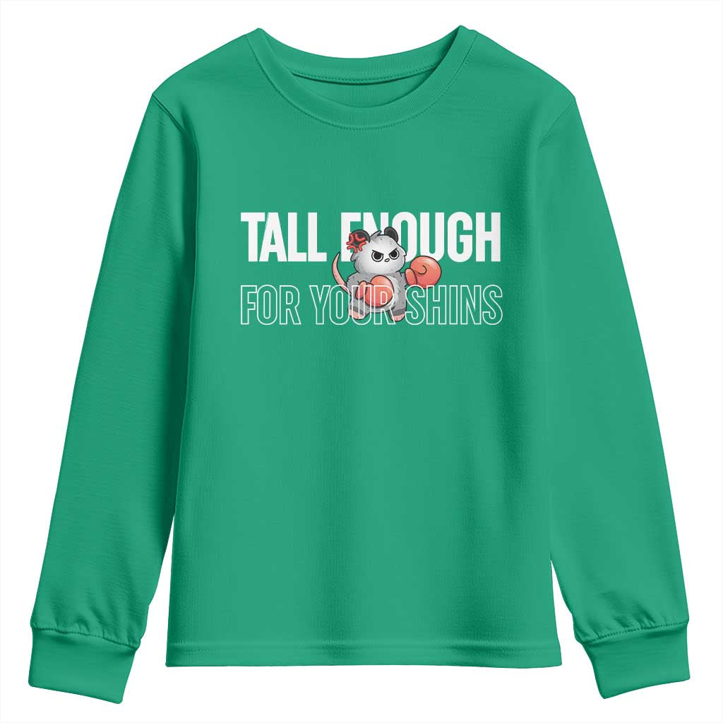 Tall Enough For Your Shins Youth Sweatshirt Funny Possum Boxing Meme