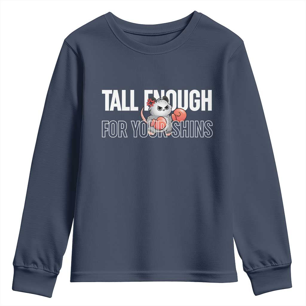 Tall Enough For Your Shins Youth Sweatshirt Funny Possum Boxing Meme