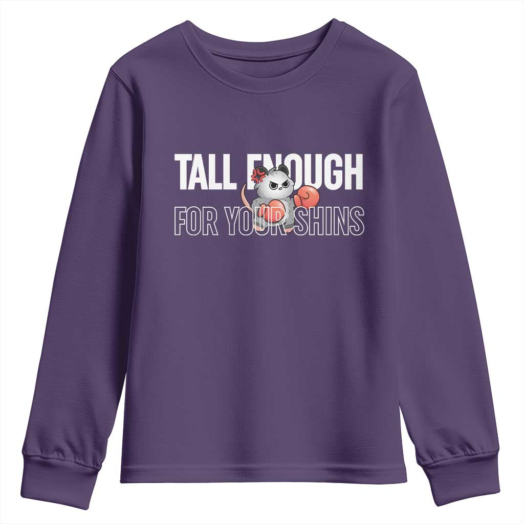Tall Enough For Your Shins Youth Sweatshirt Funny Possum Boxing Meme