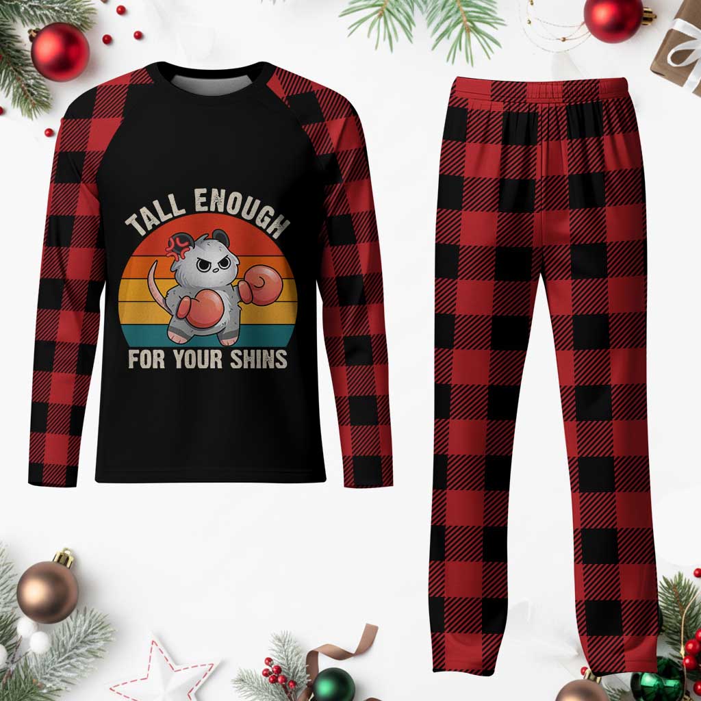 Tall Enough For Your Shins Plaid Pajama Set Funny Possum Meme