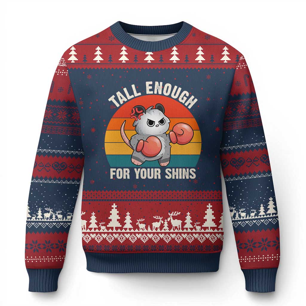Tall Enough For Your Shins Ugly Christmas Sweater Funny Possum Meme