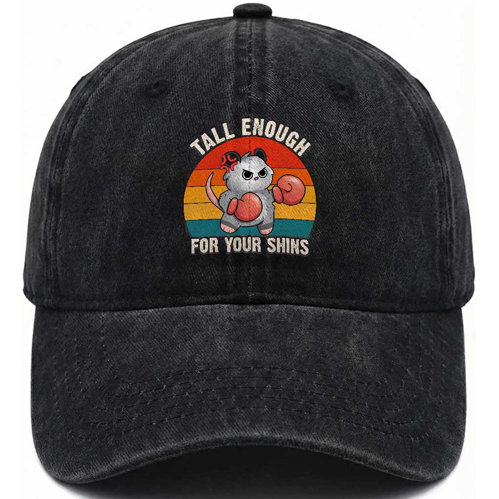 Tall Enough For Your Shins Washed Cotton Baseball Cap Funny Possum Meme
