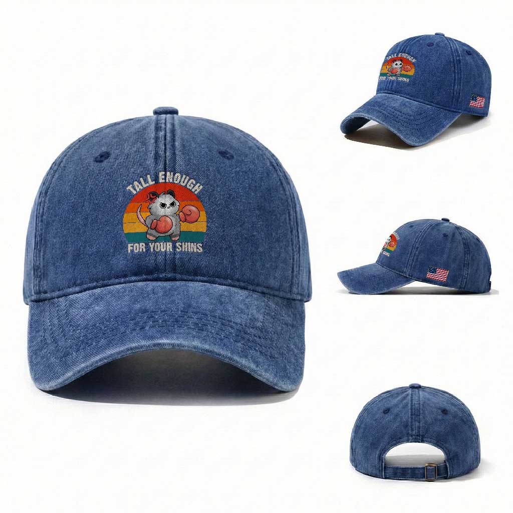 Tall Enough For Your Shins Washed Cotton Baseball Cap Funny Possum Meme
