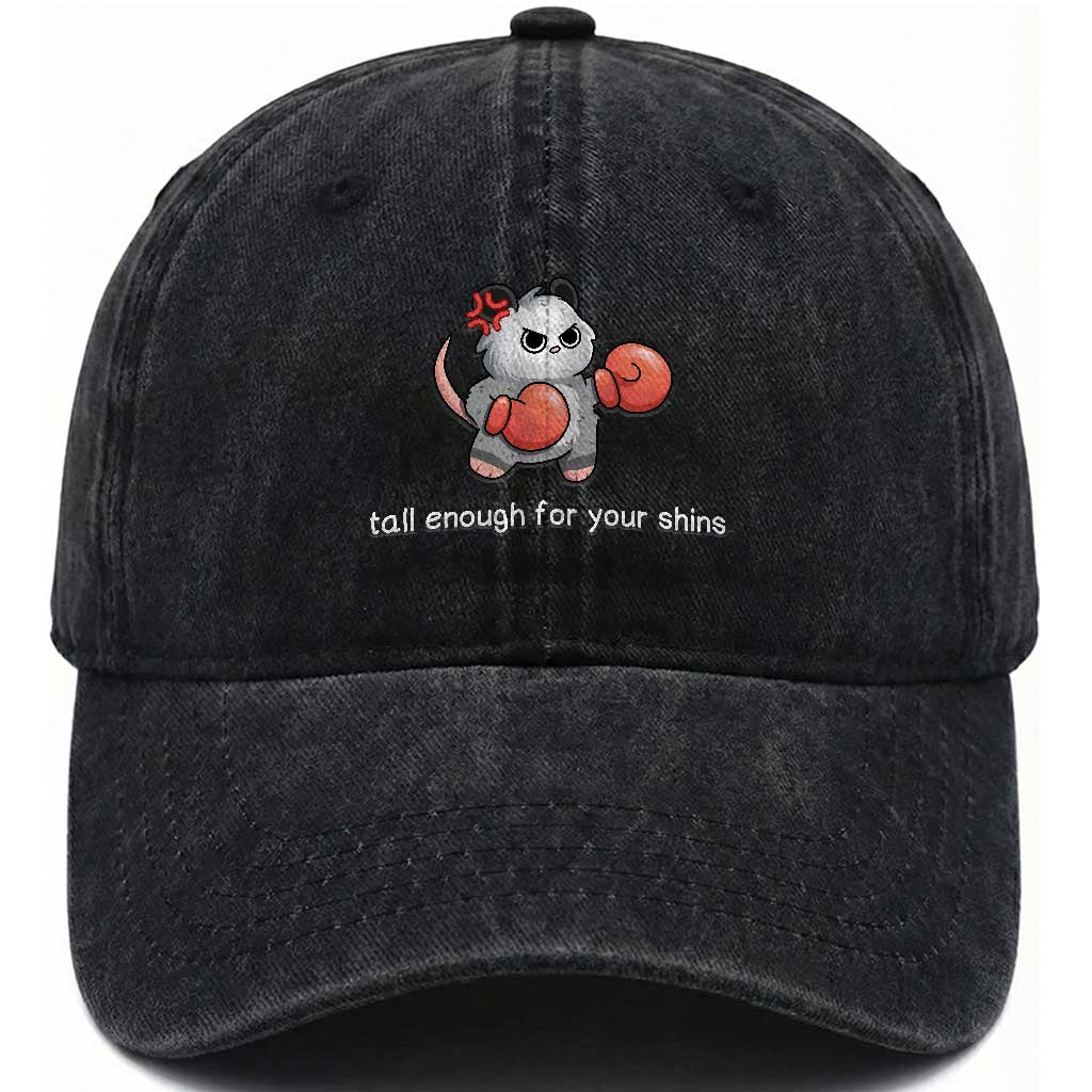 Tall Enough For Your Shins Washed Cotton Baseball Cap Funny Possum Sarcastic Meme