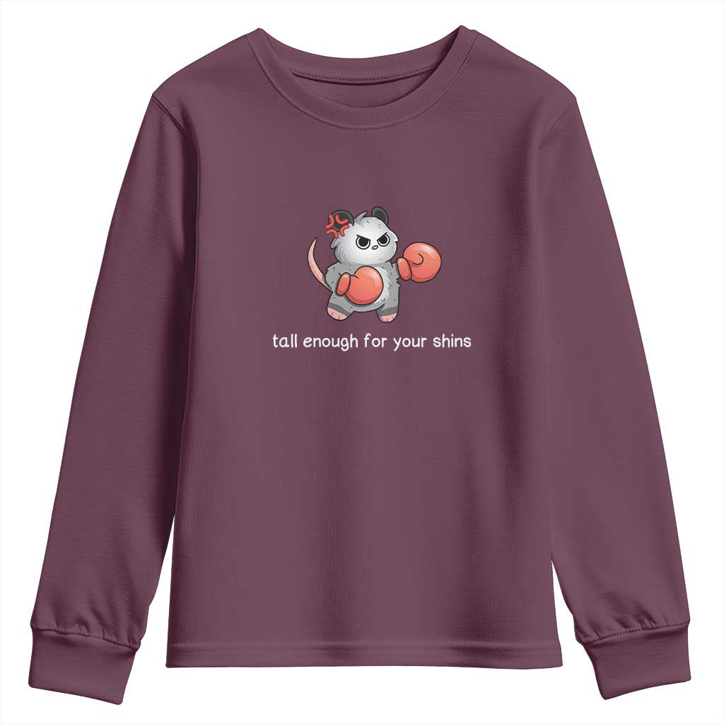 Tall Enough For Your Shins Youth Sweatshirt Funny Possum Sarcastic Meme