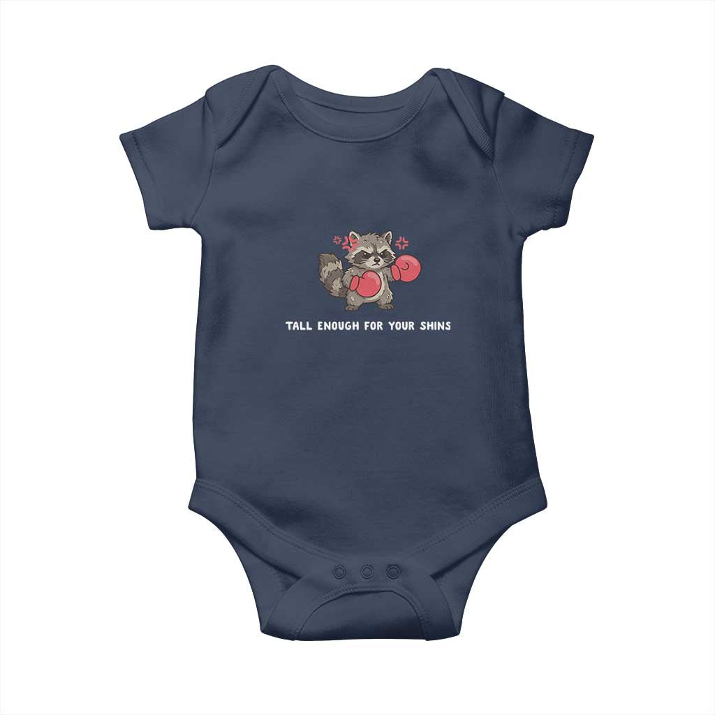 Tall Enough For Your Shins Baby Onesie Funny Raccoon Sarcastic Meme