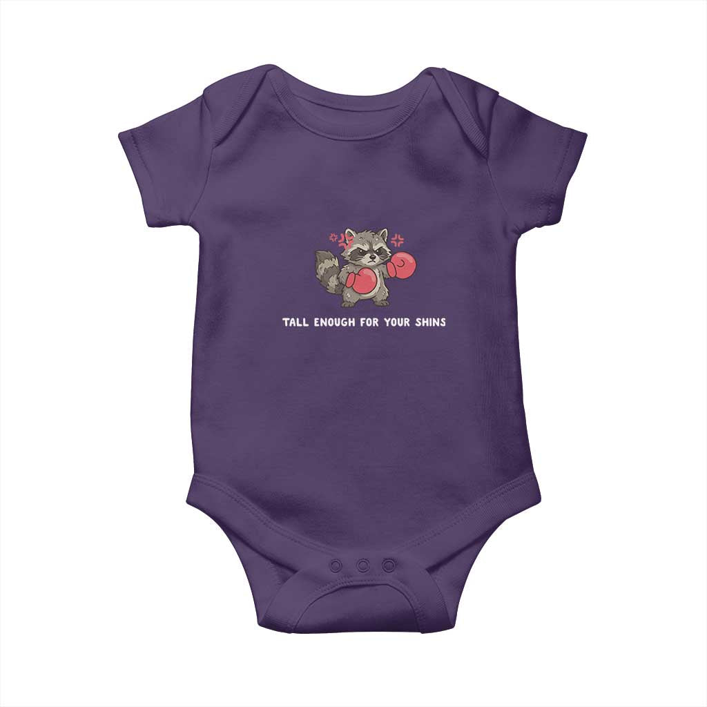 Tall Enough For Your Shins Baby Onesie Funny Raccoon Sarcastic Meme