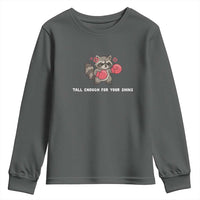 Tall Enough For Your Shins Youth Sweatshirt Funny Raccoon Sarcastic Meme