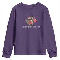 Tall Enough For Your Shins Youth Sweatshirt Funny Raccoon Sarcastic Meme