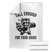 Tall Enough For Your Shins Throw Blanket Funny Raccoon Boxing Meme