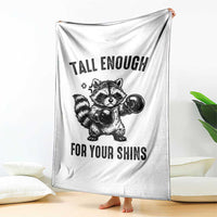 Tall Enough For Your Shins Throw Blanket Funny Raccoon Boxing Meme