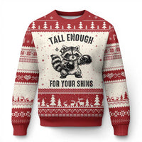 Tall Enough For Your Shins Ugly Christmas Sweater Funny Raccoon Boxing Meme