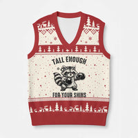 Tall Enough For Your Shins V-Neck Knit Sweater Vest Funny Raccoon Boxing Meme