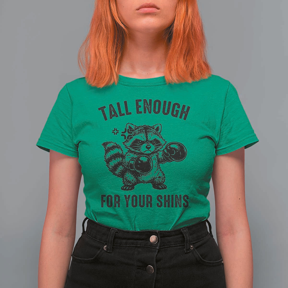 Tall Enough For Your Shins T Shirt For Women Funny Raccoon Boxing Meme